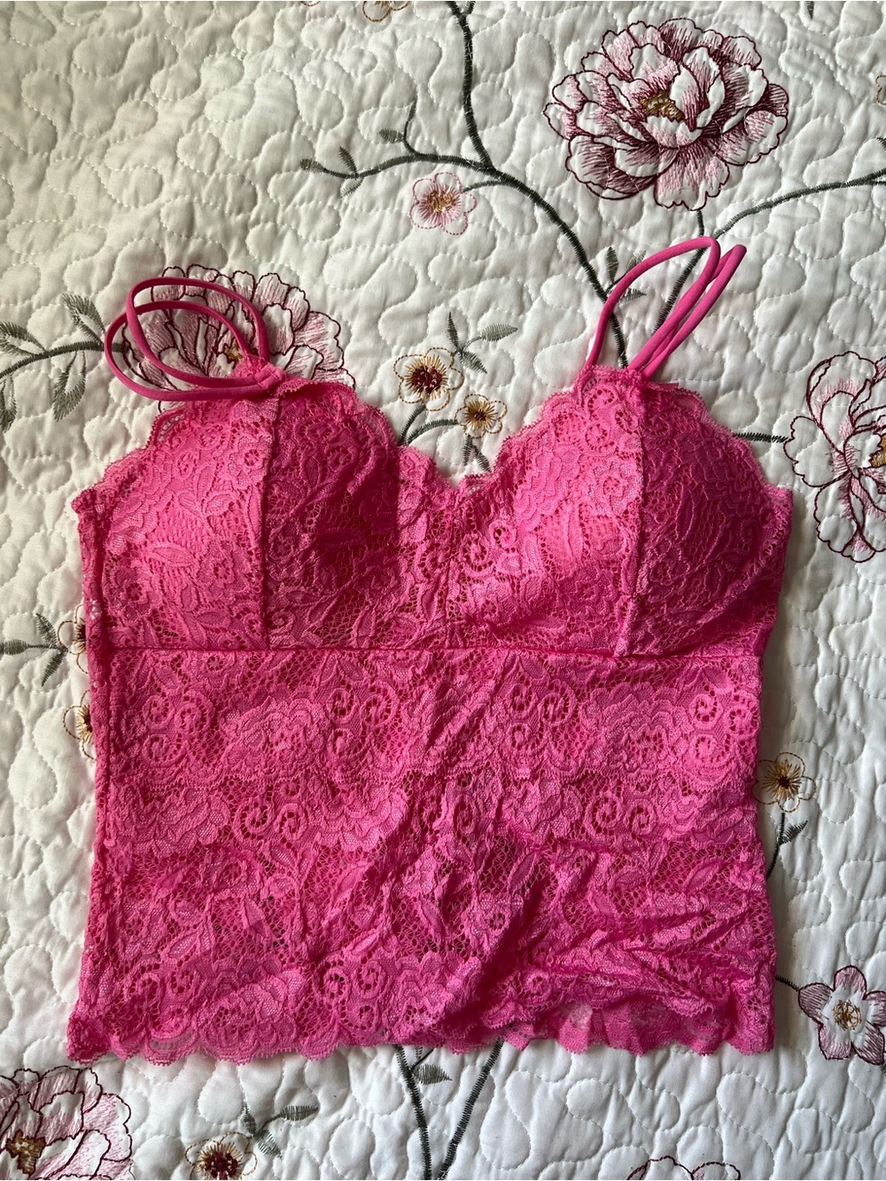 Fuchsia Lace Bandeau Bralette with Adjustable Straps
